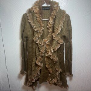 Talk of the Walk Faux Fur Tiered Knit Sweater Size S